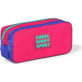 Resim Coral High Sport Neon Mercan Lavanta İki Bölmeli Kalem Çantası 22 
