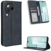 Resim Xiaomi Civi 3 Manyetik Toka Retro Doku Deri Telefon Kılıfı İçin 