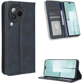Resim Xiaomi Civi 3 Manyetik Toka Retro Doku Deri Telefon Kılıfı İçin 