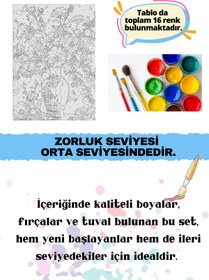 Resim Su'lepas Sayılarla Boyama Çerçeveli Hobi Seti Numaralı Tuval Fırça Boya Dahil Kasnaklı KIRMIZI VAZO 40X50 Cm 