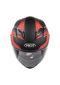 Resim Pilot Alpha Sv Kırmızı Siyah Kapalı Motosiklet Kaskı Siyah 