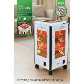 Resim Kiwi KHT-8407 Quartz Isıtıcı 5 Yönlü Isıtma & Enerji Tasarruflu Kuvars Tüp & Taşınabilir Tasarım 