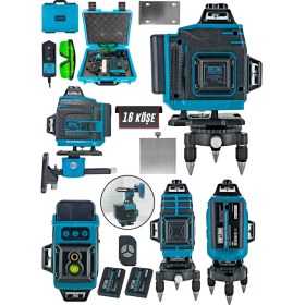 Resim Daflong Şarjlı Çift Akülü Profesyonel 4 Köşe 4×360 16 Satır Yeşil Çizgi Lazer Hizalama-Mvı 