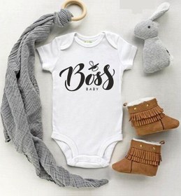 Resim Tuğbababy Baby Boss Baby Baskılı Kısa Kol Bebek Body Kız Erkek Beyaz 