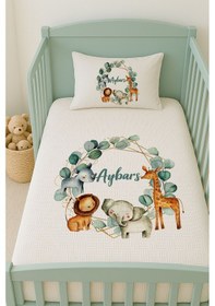 Resim %100 Pamuk İsme Özel İsimli 100x150 Cm Pike Seti Yeşil Safari 