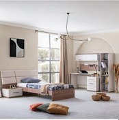 Resim Milano Genç Odası - Karyola, Komodin, Çalışma Masası, Kitaplık Beyaz 