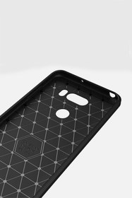 Resim Microcase Lg V30 Brushed Carbon Fiber Silikon Tpu Kılıf - Siyah 