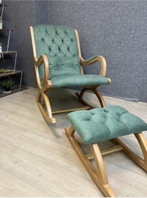 Resim Asedia Rustik Naturel Natura Fıstık Yeşili Sallanan Sandalye Dinlenme Koltuğu 