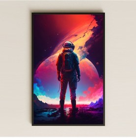 Resim Yabancı Gezegende Gün Batımı Temalı Astronot Pleksi Tablo - Kozmik Yalnızlık Sanatı 