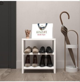 Resim Kenzlife Ayakkabılık Mısri Mat Beyaz Suntalam 035 040 20 Dört Çift Ayakkabı Kapasitesi Arkalıksız Beyaz 