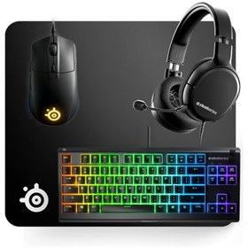 Resim Steelseries Glow Up Bundle Arctis 1-Rival 3-Apex 3-Tkl Qck 4'lü Set Siyah 