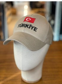 Resim Hamze Türkiye Bayrak Nakışlı Pamuklu Unisex Cap Şapka Bej 