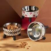 Resim Elegant Kedi Kasesi Seti - Paslanmaz Çelik, Elegant Çiçek Desenli, Anti-Tip Taban, Boyun Korur ve Siyah Burun Önler, Küçük Evcil Hayvanlar İçin İdeal, Kedi Yemlik İstasyonu|Şık Kedi Aksesuarları|Dayanıklı Plastik Taban, Kedi Aksesuarları 