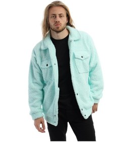 Resim Polostate Erkek Kıvırcık Peluş Cıt Cıt Kapamalı Ceket Mint Mint Yeşili 