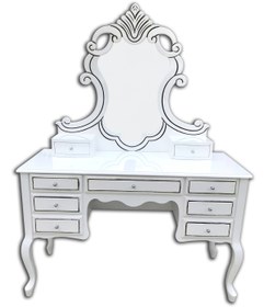 Resim Ankara Mobilya Makyaj Masası 12530 Dresuar Ahşap Kayın Aslan Ayak 9Çekmec Aslan Oyma Nakış Ayna 