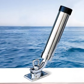 Resim Ayarlanabilir 360° Paslanmaz Çelik Olta Kamışı Tutucu, Tekneler ve Yatlar için - Metal Braket ve Kauçuk Ayaklı Güvenli Taban, Olta Kamışı Tutucu, Olta Kamışı, spor, botla gezme, Olta Kamışı 