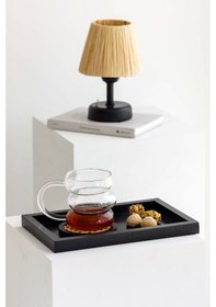Resim Siyah Mini Dikdörtgen Model Dekorasyon Düzenleyici Ahşap Tepsi 29x19cm 
