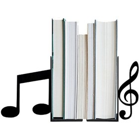 Resim Figured Decorative Metal Book Holder, Book Support, Book Organizer, Gift Black cat, Bike, Elephant Ballerina, Giraffe, Reading - Music notes 