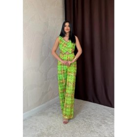 Resim Arben Boutique Yeşil Pullu Yelek ve Pantolon Takım 
