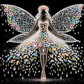 Resim Kelebek Bale Kızı 5D DIY Elmas Boyama Seti|Özel Şekilli Kristal Matkap Uçları|Kısmi Elmas Tuval|Düzensiz Elmaslar|Çerçevesiz Duvar Dekorasyonu 