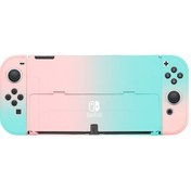 Resim Nintendo Switch Oled Koruyucu Kılıf Ultra İnce Bölünmüş Pc Sert Kılıfı Pembe Yeşil 