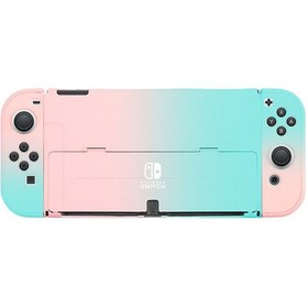 Resim Nintendo Switch Oled Koruyucu Kılıf Ultra İnce Bölünmüş Pc Sert Kılıfı Pembe Yeşil 