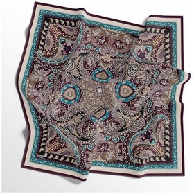 Resim Etnik Desenli Soft Pamuk Eşarp - 04478 - 90 X 90 / Mor Mor 