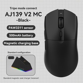 Resim AJAZZ Orijinal Yeni AJ139 V3 Üç Modlu Kablosuz Fare, Şarj İstasyonu ile, 3311 Çip, 500mAh Uzun Pil Ömrü, Yeniden Şarj Edilebilir Alıcı & Şarj Tabanı, Ev ve Ofis Kullanımı, Hafif Tasarım, Ergonomik Yapı, Hassas Takip, Güvenilir Yapım, Optik Fare, Teknoloji Tutkunları ve Profesyoneller İçin 