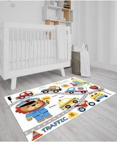 Resim İNCİTEKS Dijital Baskı Dört Mevsim Leke Tutmaz Yıkanabilir Kaymaz Taban Antibakteriyel Çocuk Ve Bebek Halısı 