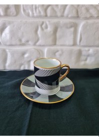 Resim River World 12 Parça 6 Kişilik Porselen Türk Kahvesi Fincan Takımı Dms Serisi Çok Renkli 