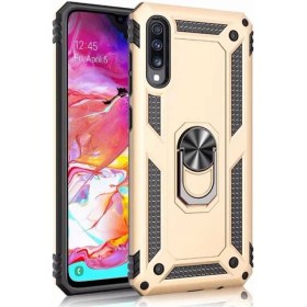 Resim Smody Samsung Galaxy A70 Kılıf SM-A705F Yüzüklü Standlı Tank Silikon + Kırılmayan Nano Cam 