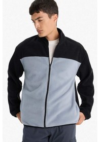 Resim Defacto Relax Fit Yarım Balıkçı Yaka Fermuarlı Polar Hırka F0449ax25aubk81 Siyah-bk81 