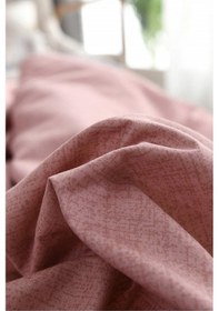 Resim Tek Kişilik Ranforce Çift Taraflı Nevresim Takımı Düz Çarşaflı -Pudra/Gri 