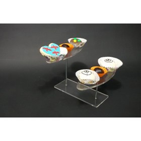 Resim soylu pleksi Şeffaf Pleksi 2'li Oval Pasta, Kek Teşhir Standı 