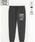 Resim Tam Kalıp 3 İplik Pamuğa Pamuk Paça Lastikli Min2 Tasarım Çocuk Eşofman Altı Füme 