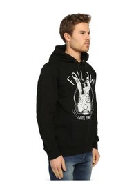 Resim Bant Giyim - White Rabbit Siyah Kapüşonlu Erkek Sweatshirt 