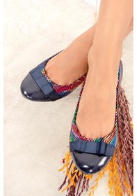 Resim Fox Shoes Lacivert/renkli Kadın Babet 9726019507 Lacivert 