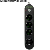 Resim pazarella 3 USB Portlu Üçlü Priz CXE103 