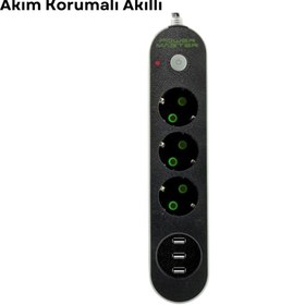 Resim pazarella 3 USB Portlu Üçlü Priz CXE103 