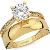 Resim Tektaş Alyans Altın Yüzük Twin 2'Si Bir Arada Classic 356805573 