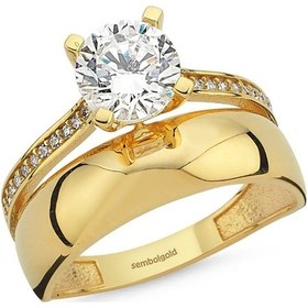 Resim Tektaş Alyans Altın Yüzük Twin 2'Si Bir Arada Classic 356805573 