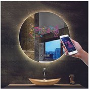 Resim DNR Mirror 70 Cm Bluetoothlu Buğu Yapmayan Dokunmatik Tuşlu Günışığı Ledli Yuvarlak Banyo Aynası 