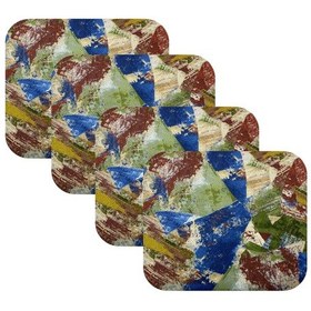 Resim Knsz oturma minderi 4 lü mazlum geometrik desen tel sandalyesi oturma yeri için 