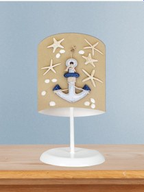 Resim Mekta Home Bebek Ve Çocuk Odası Kahverengi Çapa Desenli Abajur 