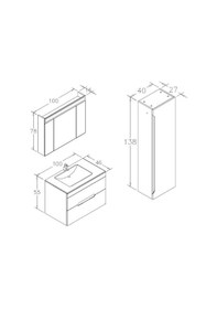 Resim Orka Varna 100 Cm Mdf Mat Antrasit Banyo Dolabı Takımı Boy Dolabı Çok Renkli 