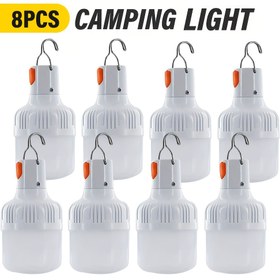 Resim LihangStar 8 adet Taşınabilir LED Kamp Lambaları, USB Şarj Edilebilir, Yüksek Parlaklık, Ayarlanabilir Işık, Açık Hava, Balıkçılık, Bahçe, Tatil için Çekme için 