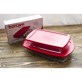 Resim Paşabahçe Borcam Kırmızı Pls Dikdörtgen Fırın Tepsi Ve Saklama Kabı 2 Si Birlikte 59864 -59006 5912 