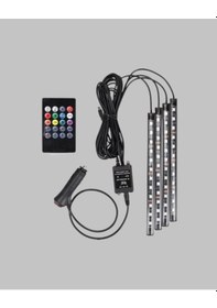 Resim Rgb Müzik Kontrollü Araç Led Işık Seti 48 Led 12v Uzaktan Kumandalı 