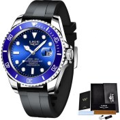 Resim Hanyang Gümüş Mavi 2022 Yeni Izle Erkekler Silikon Kayış 30 M Su Geçirmez Erkek Saatler Lıge Üst Marka Lüks Spor Kuvars Kol Saati Relogio Masculino + Kutu (Yurt Dışından) 