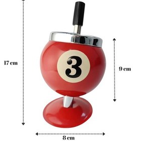 Resim Perlotus Çelik Kırmızı Bilardo Top Dizayn Yuvarlak Basmalı Küllük Pratik Kül Tablası 